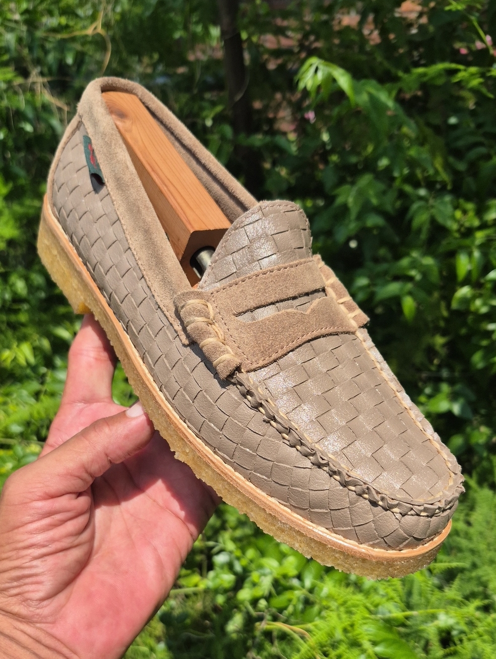 G.H. BASS Larson Nautical Weejuns Penny Woven Crepe Leather Loafers Men's